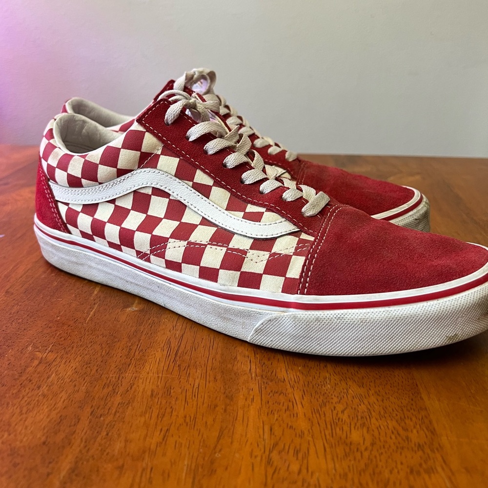 Red and cream checkered vans
